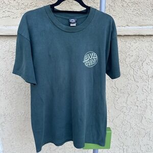 The Original Santa Cruz Skateboarding Co Mens T-Shirt Faded Green Sz L Logo Hit